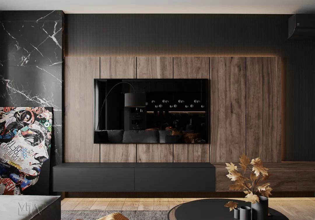 美积澳威家居丨高级黑＋木色，功能与美感的平衡7
